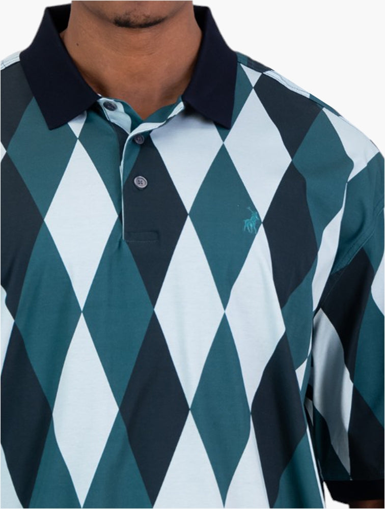 Polo Mens Tonal Argyle Printed Golfer In Petrol