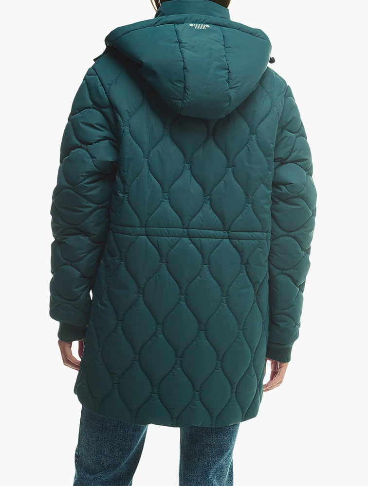 Jeep Womens Longer Length Puffer Jacket In Teal