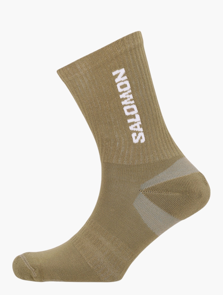 Salomon Unisex Everyday Crew Socks In Khaki