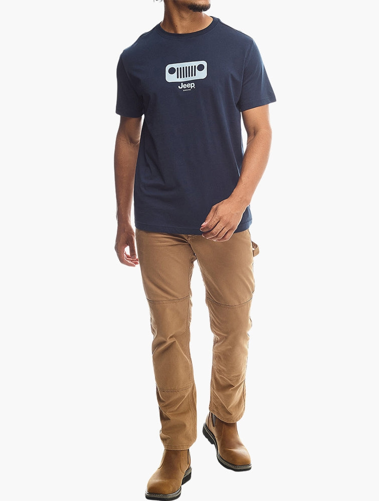 Jeep Mens Core Logo Grill Crew Neck T-Shirt In Navy