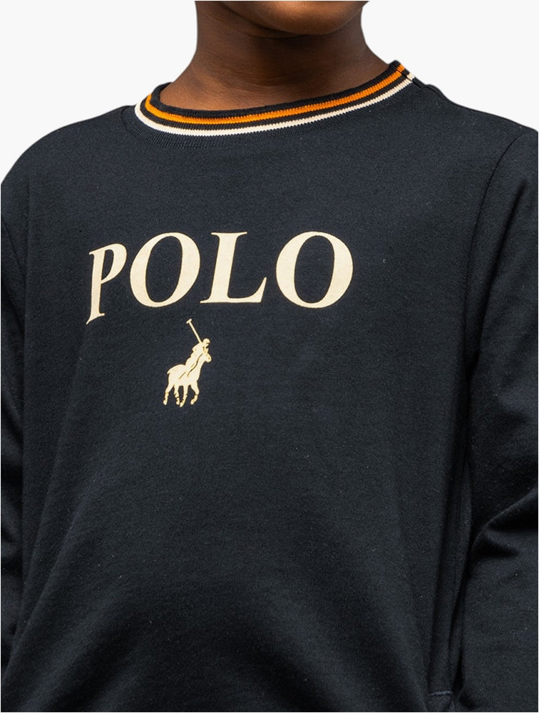 Polo Girls Emily Long Sleeve Printed Dress In Black
