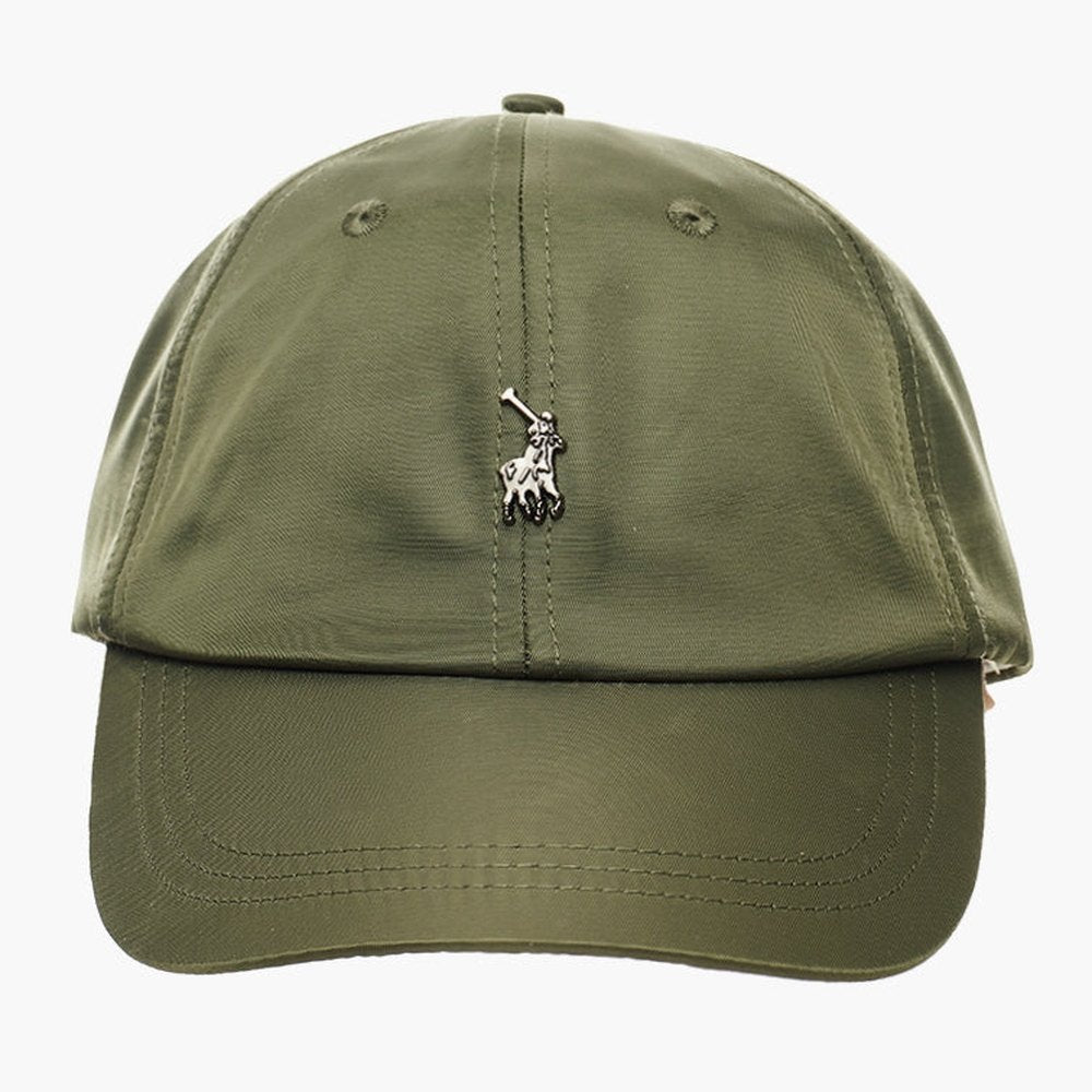 Polo Mens 6 Panel Metal Peak Cap In Olive