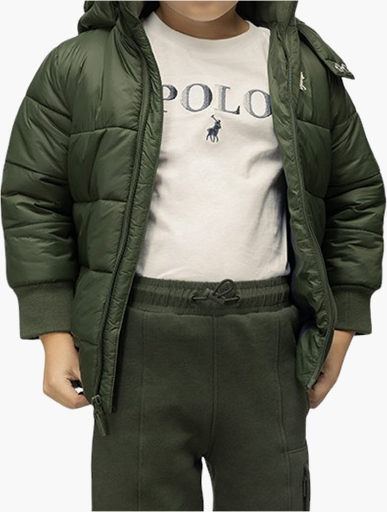 Polo Boys Jayden Hooded Puffer Jacket In Olive
