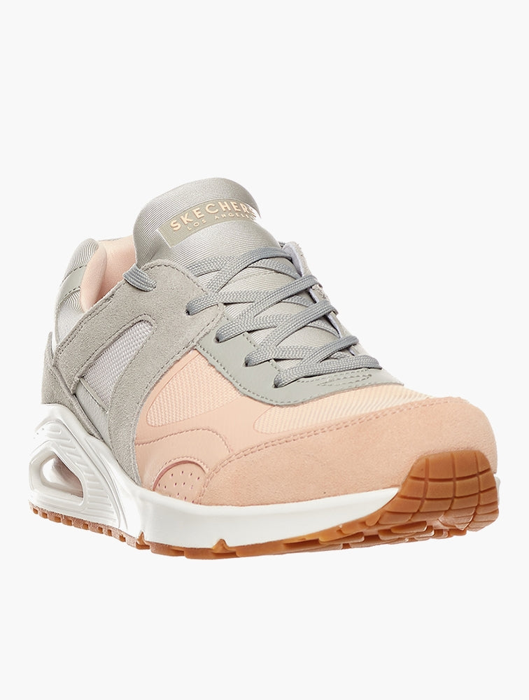 Skechers Womens Uni Super Fresh Shoes In Grey & Pink
