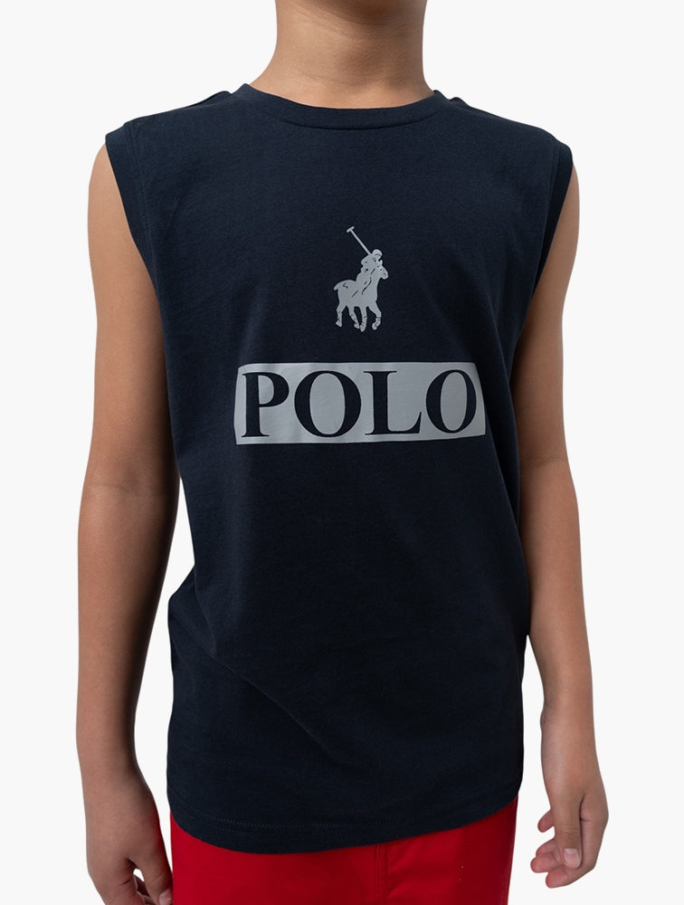 Polo Boys Connor Printed Vest In Navy