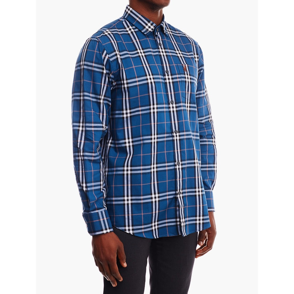 Polo Mens Long Sleeve Check Weekender Shirt In Blue