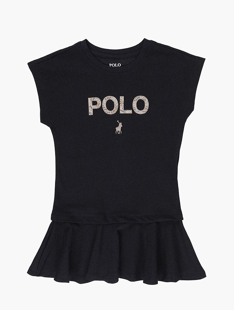 Polo Girls Emily Short Sleevee Embroidered Dress In Black