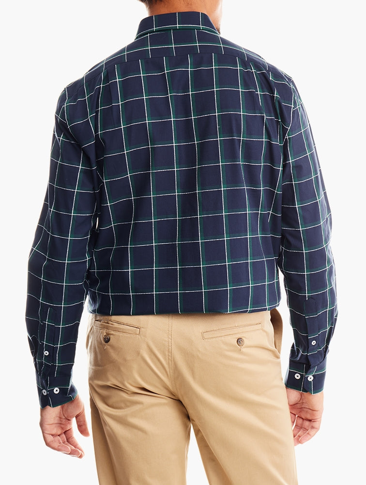 Polo Mens Long Sleeve Bold Textured Shirt In Navy