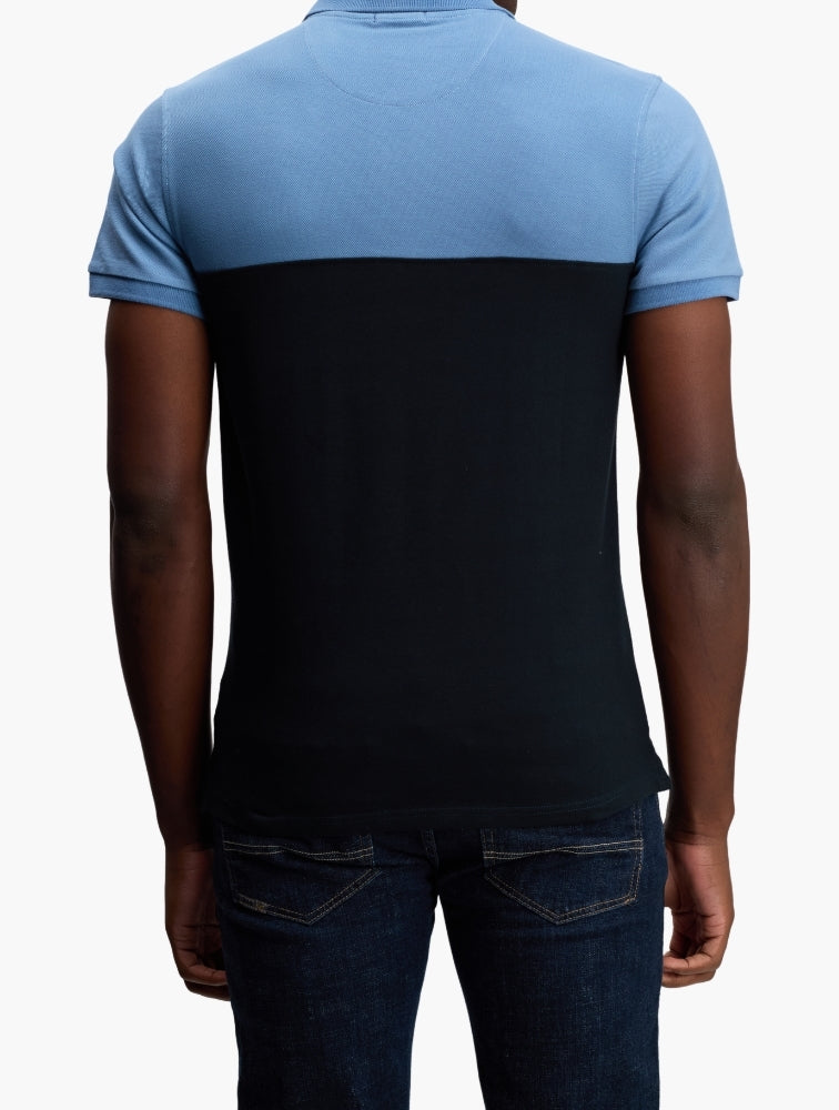 Polo Mens Colourblock Short Sleeve Golfer Black And Blue