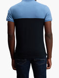 Polo Mens Colourblock Short Sleeve Golfer Black And Blue