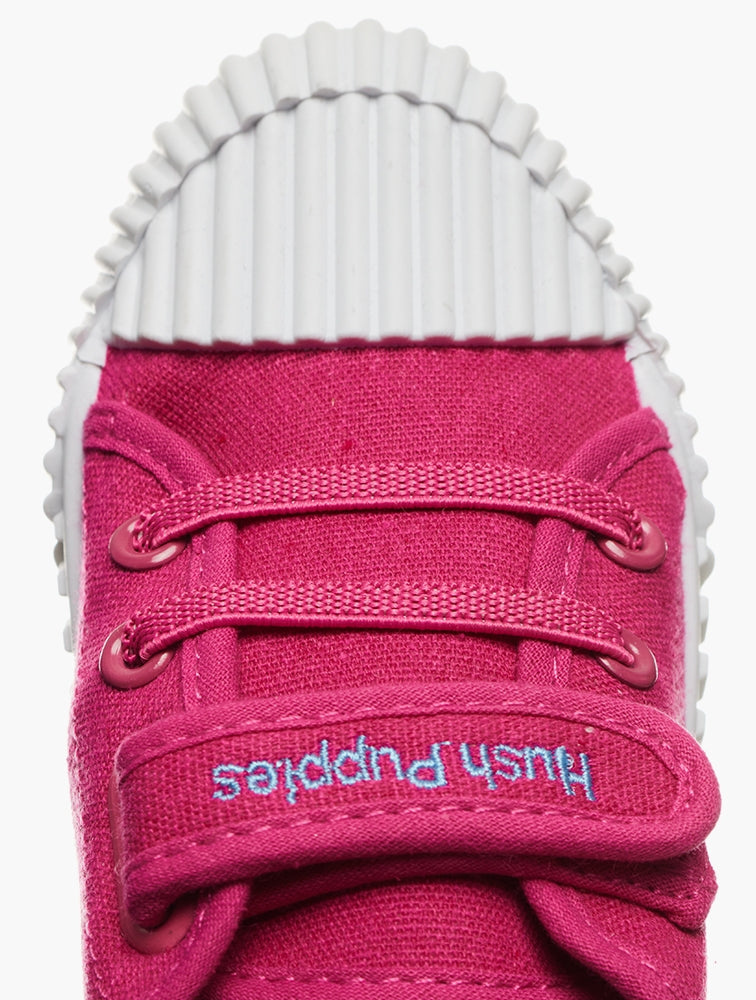 Hush Puppies Girls Liberty Fuschia Synthetic Canvas Sneakers In Pink/White
