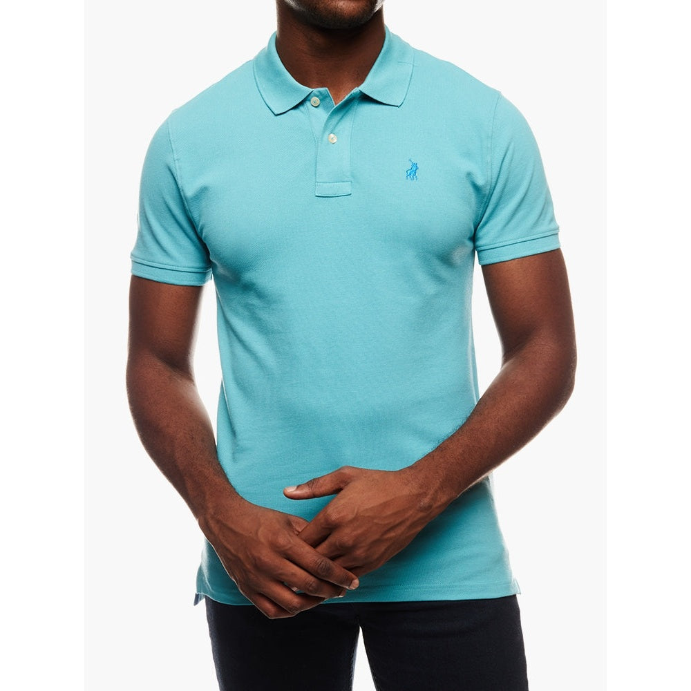 Polo Mens Classic Pique Short Sleeves Golfer In Aqua