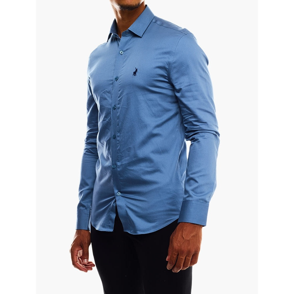 Polo Mens Essential Sateen Shirt In Denim Blue