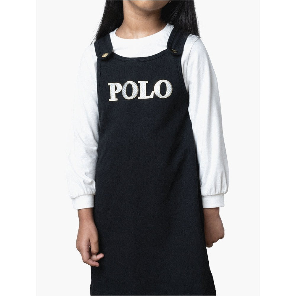 Polo Girls Terri Sleeveless Pinafore In Black