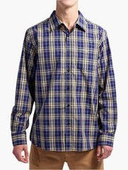 Jeep Mens Yarn Dye Check Shirt In Navy & Yellow