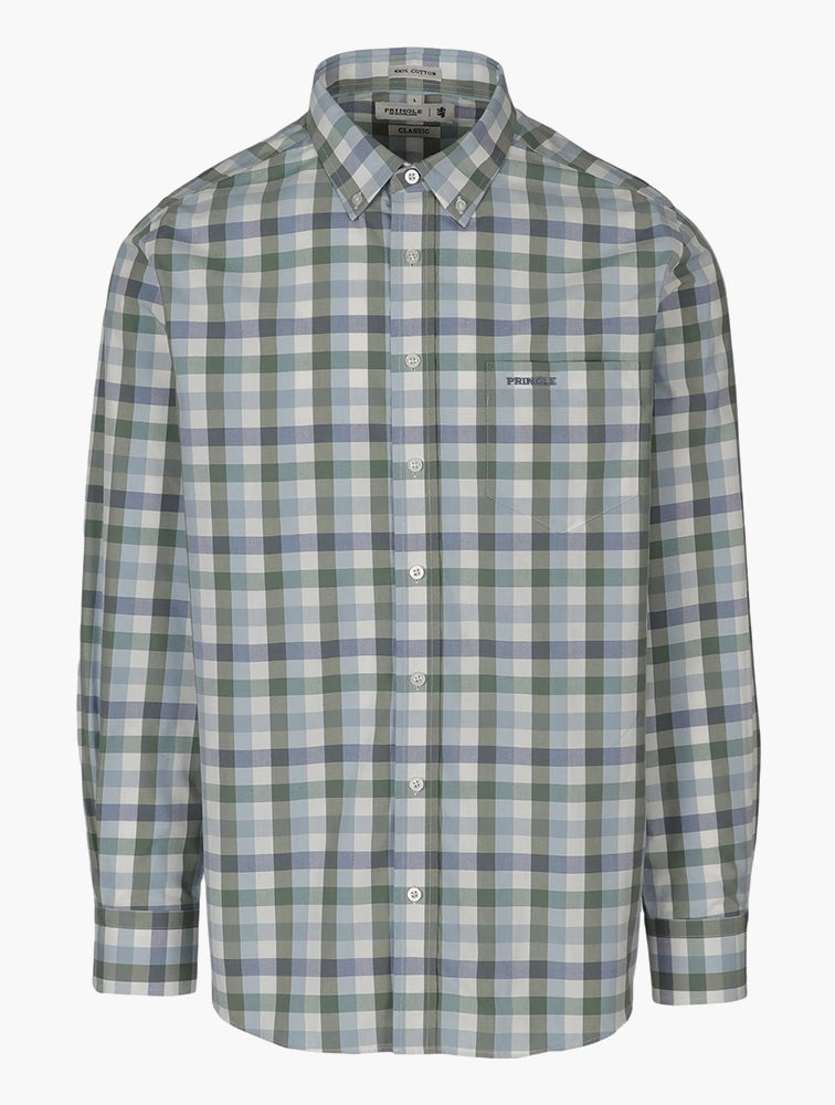 Pringle Mens Joe Check Long Sleeve Classic Shirt In Green