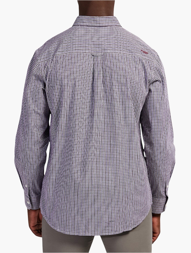Jeep Mens Yarn Dye Check Shirt In Burgandy