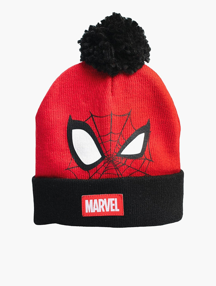 Character Group Boys Spiderman One Up Beanie In Red/Black