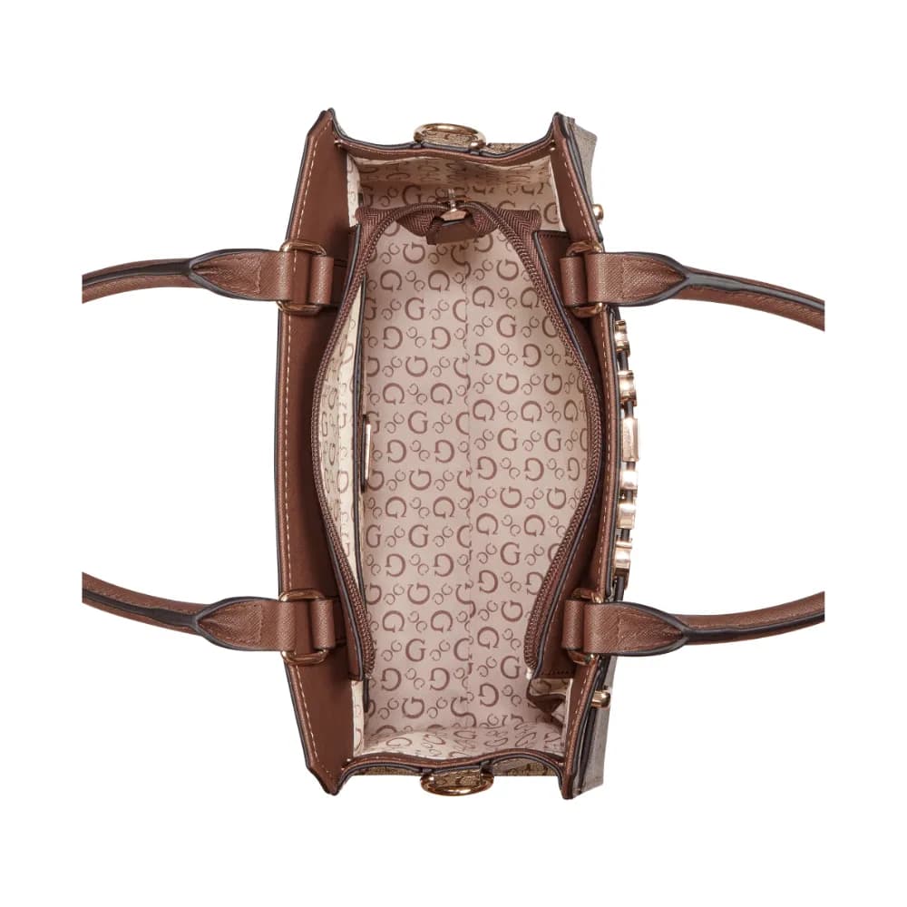 Guess Womens Lisbeth Satchel Handbag In Walnut