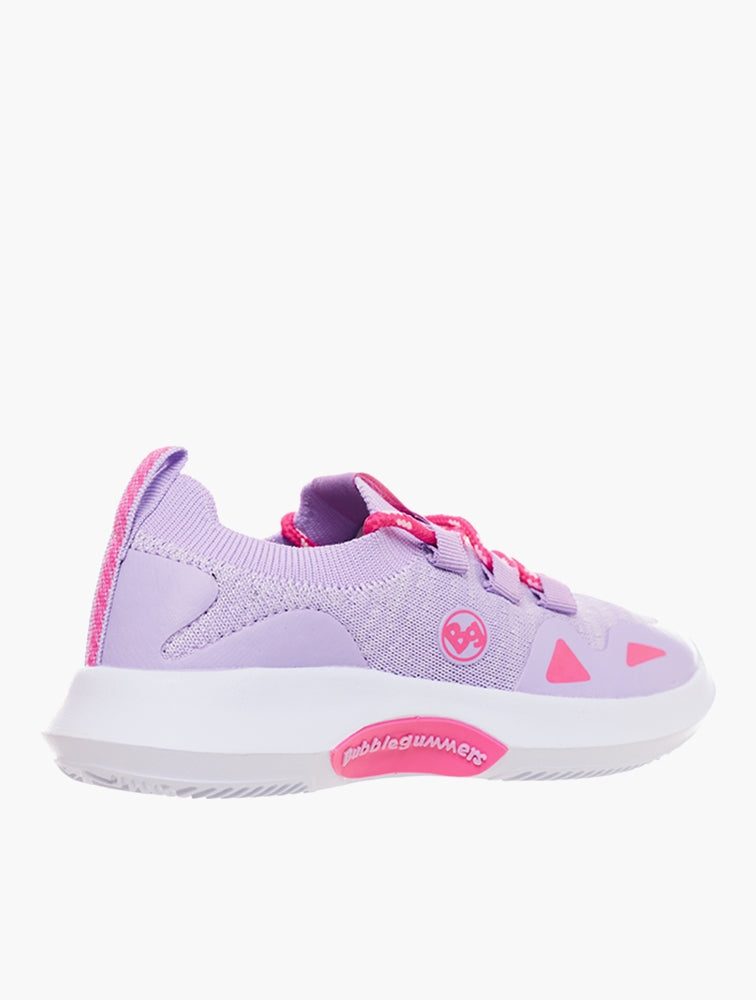 Bubblegummers Girls Pink Lace Up Sneakers In Light Purple/Fuchsia