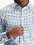 Polo Mens Check Dobby Long Sleeve Shirt In Blue