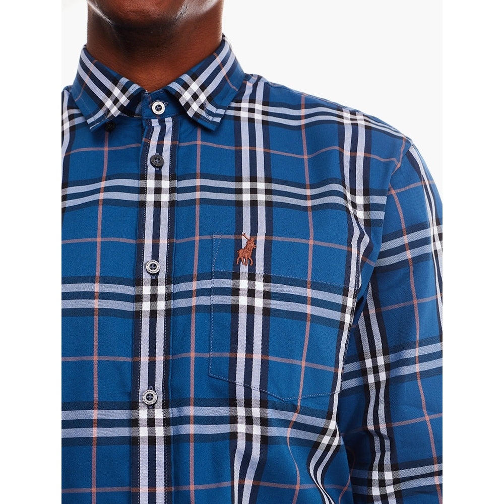 Polo Mens Long Sleeve Check Weekender Shirt In Blue