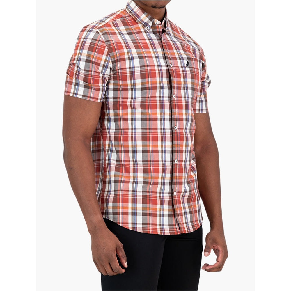 Polo Mens Multi Check Shirt In Orange