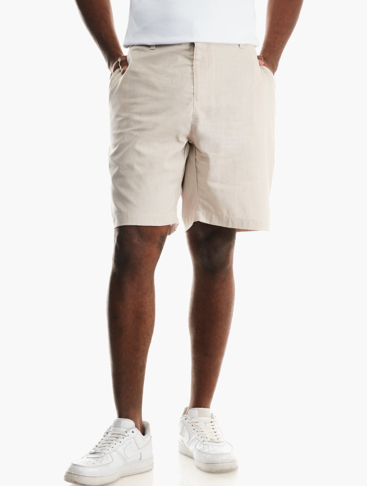 Polo Mens Linen Shorts In Stone