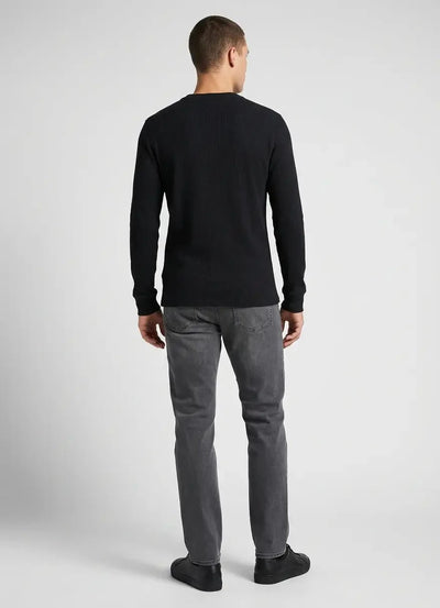 Ben Sherman Heneley Long Sleeve Waffle Knit Sweatshirt In Black