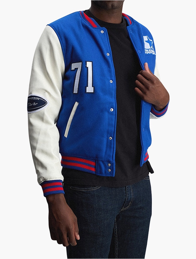 Starter Mens College Jacket In Royal & White