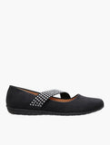 Hush Puppies Ladies Soft Dominga Slid On Flat Shoes In Black