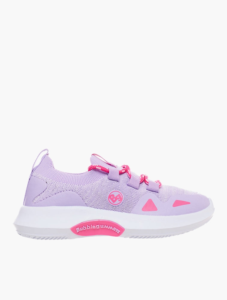 Bubblegummers Girls Pink Lace Up Sneakers In Light Purple/Fuchsia
