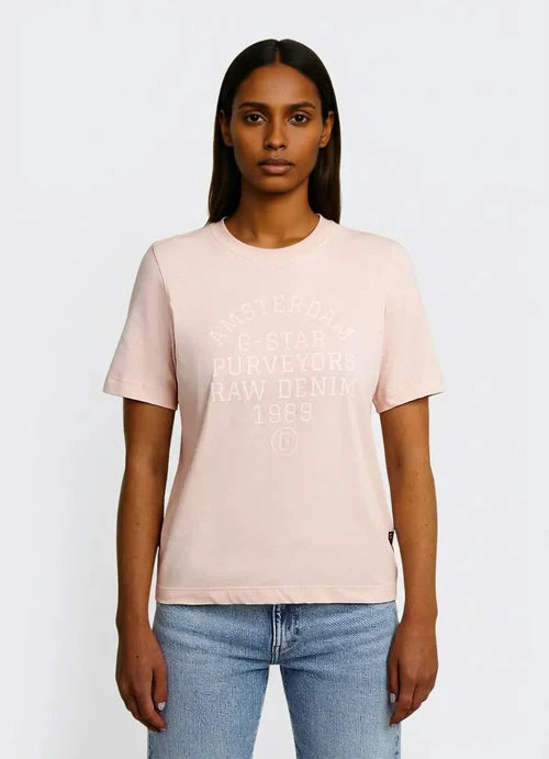 G-Star Raw Womens Text Graphic T-Shirt In Silver Peony