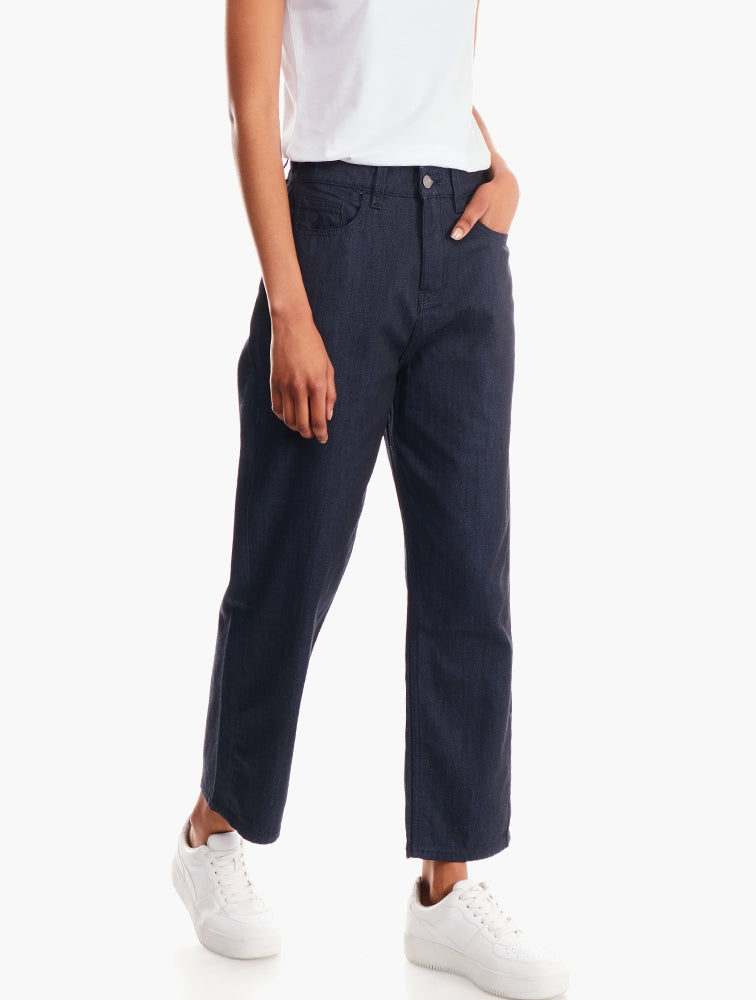 Polo Womens High waisted Crop Straight Leg Dark Wash