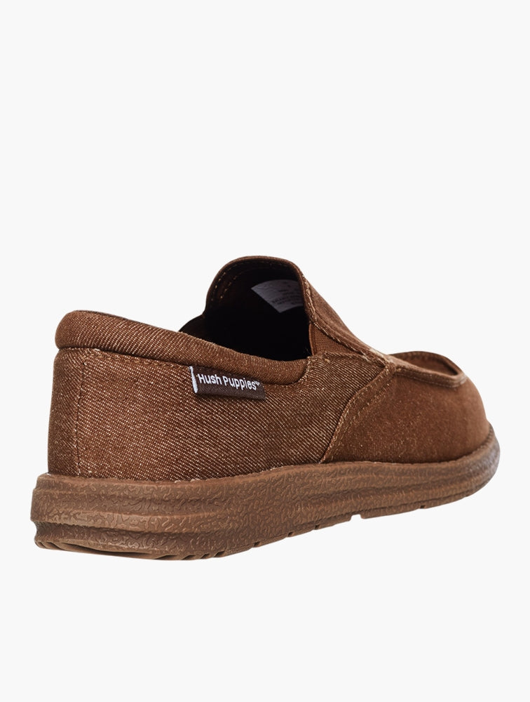 Hush Puppies Mens Sanu Brown Washed Material Shoe