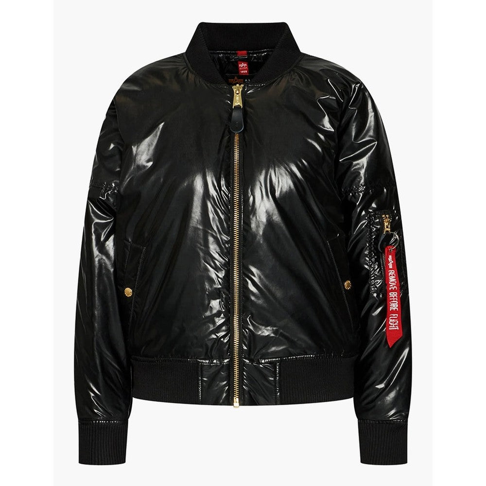Alpha Industries Womens Puffer Jacket In Metallic Black
