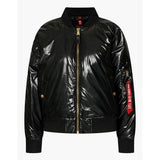 Alpha Industries Womens Puffer Jacket In Metallic Black