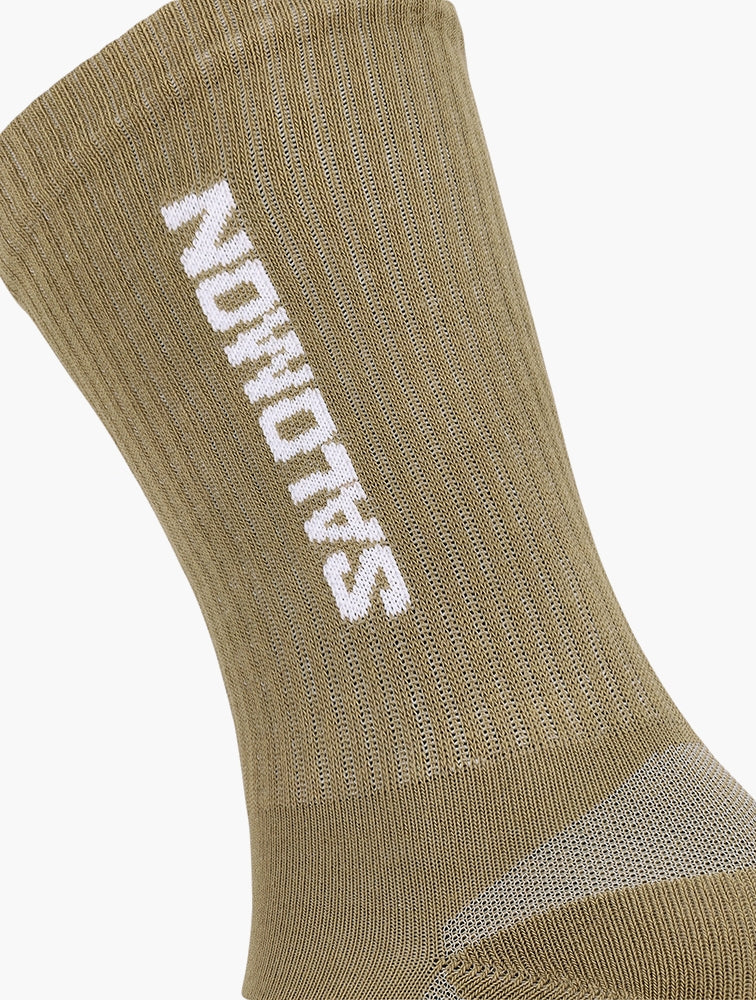 Salomon Unisex Everyday Crew Socks In Khaki