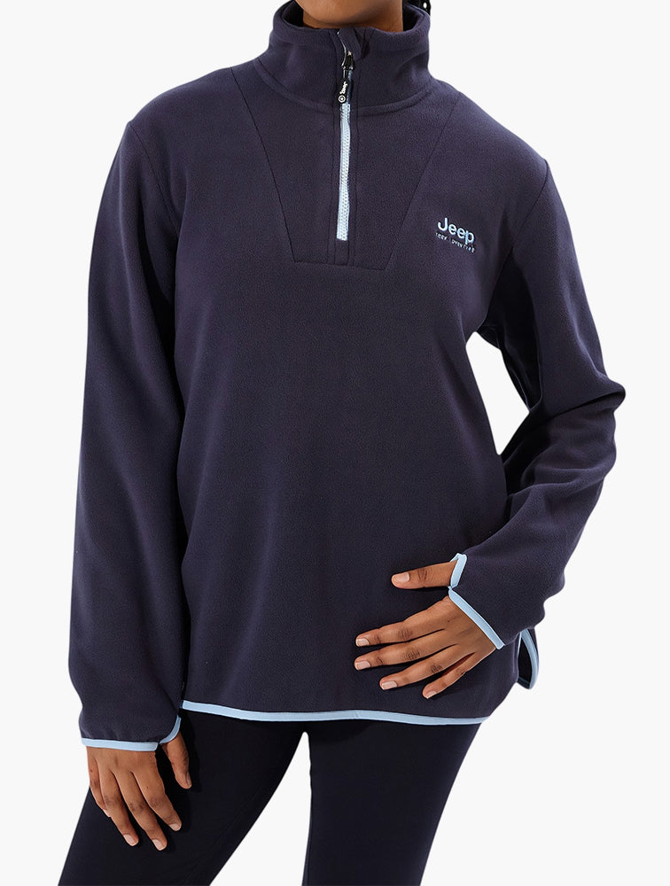 Jeep Ladies Polar Fleece Crew Sweater Navy
