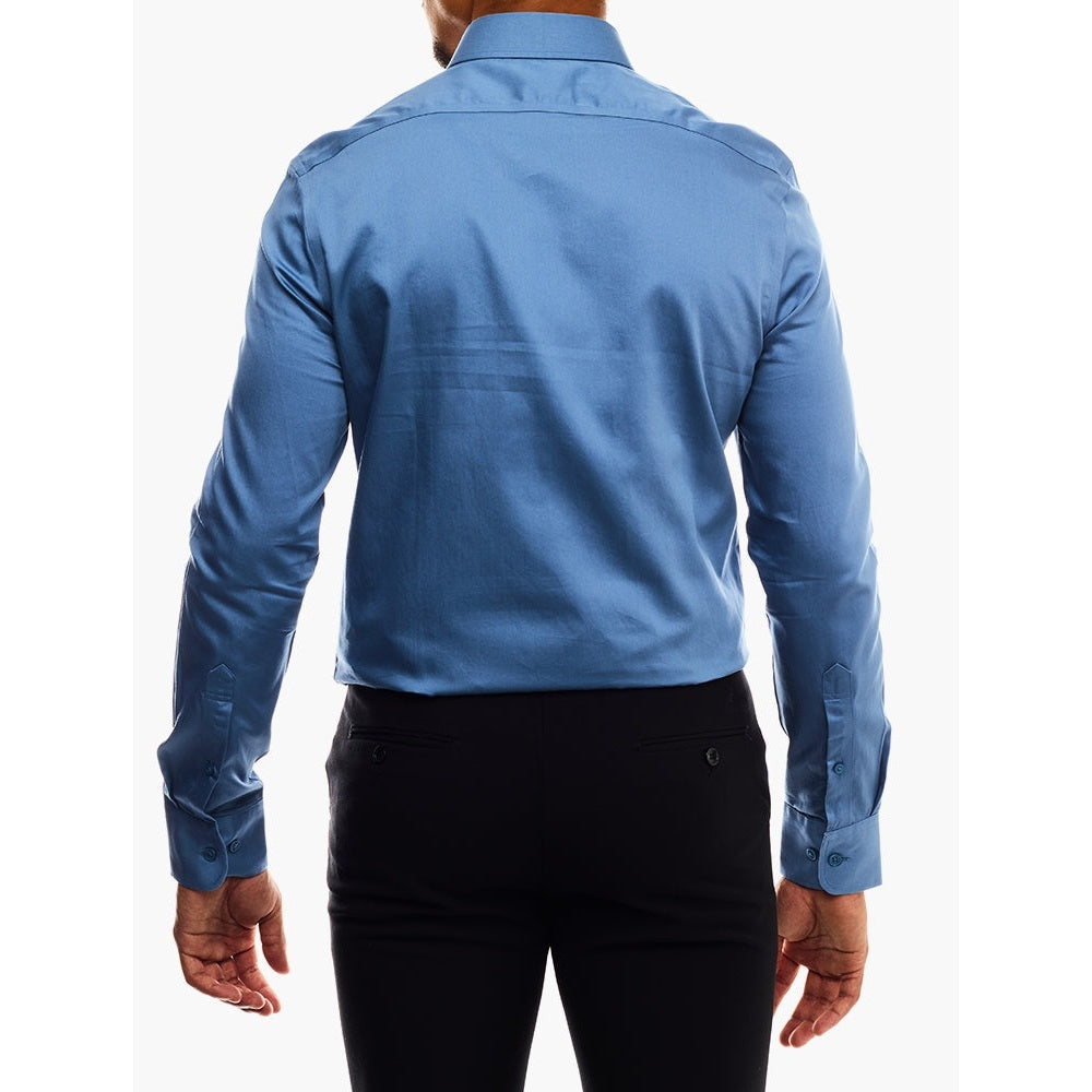 Polo Mens Essential Sateen Shirt In Denim Blue