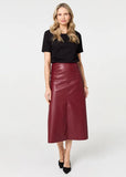 Izabel London Womens High Waisted Faux Leather Skirt In Red