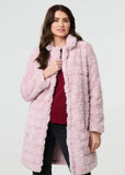 Izabel London Womens Long Sleeve Longer Length Faux Fur Coat In Pink