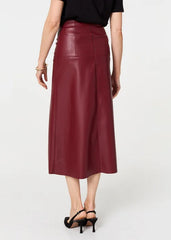 Izabel London Womens High Waisted Faux Leather Skirt In Red