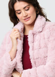 Izabel London Womens Long Sleeve Longer Length Faux Fur Coat In Pink