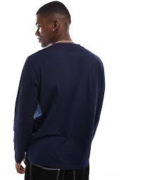 Gant Mens Embosed Toanl Shiled Logo Long Sleeve T-shirt In Navy