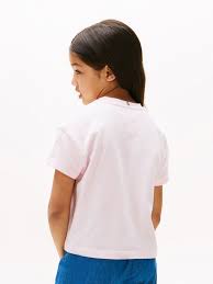 Tommy Hilfiger Girls Satin Applique T-Shirt In Baby Pink