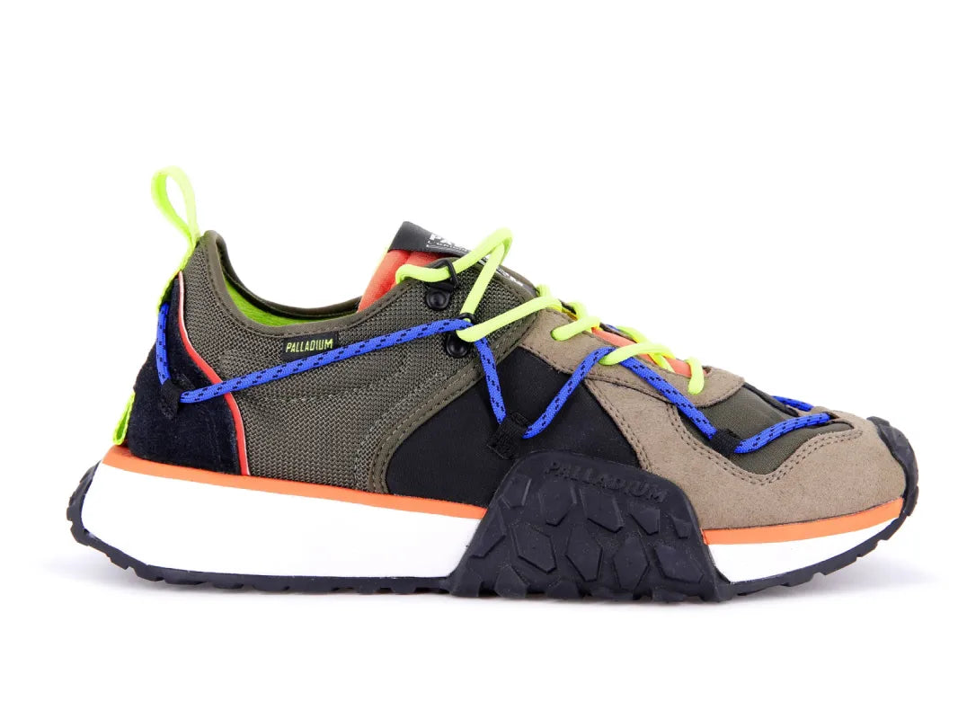 Palladium Mens Troop Runner Lace It Sneakers In Olive Night/Firecracker