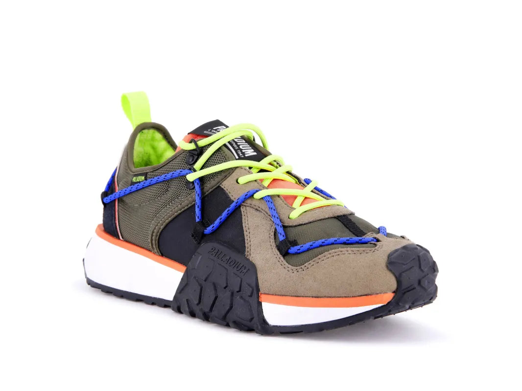 Palladium Mens Troop Runner Lace It Sneakers In Olive Night/Firecracker