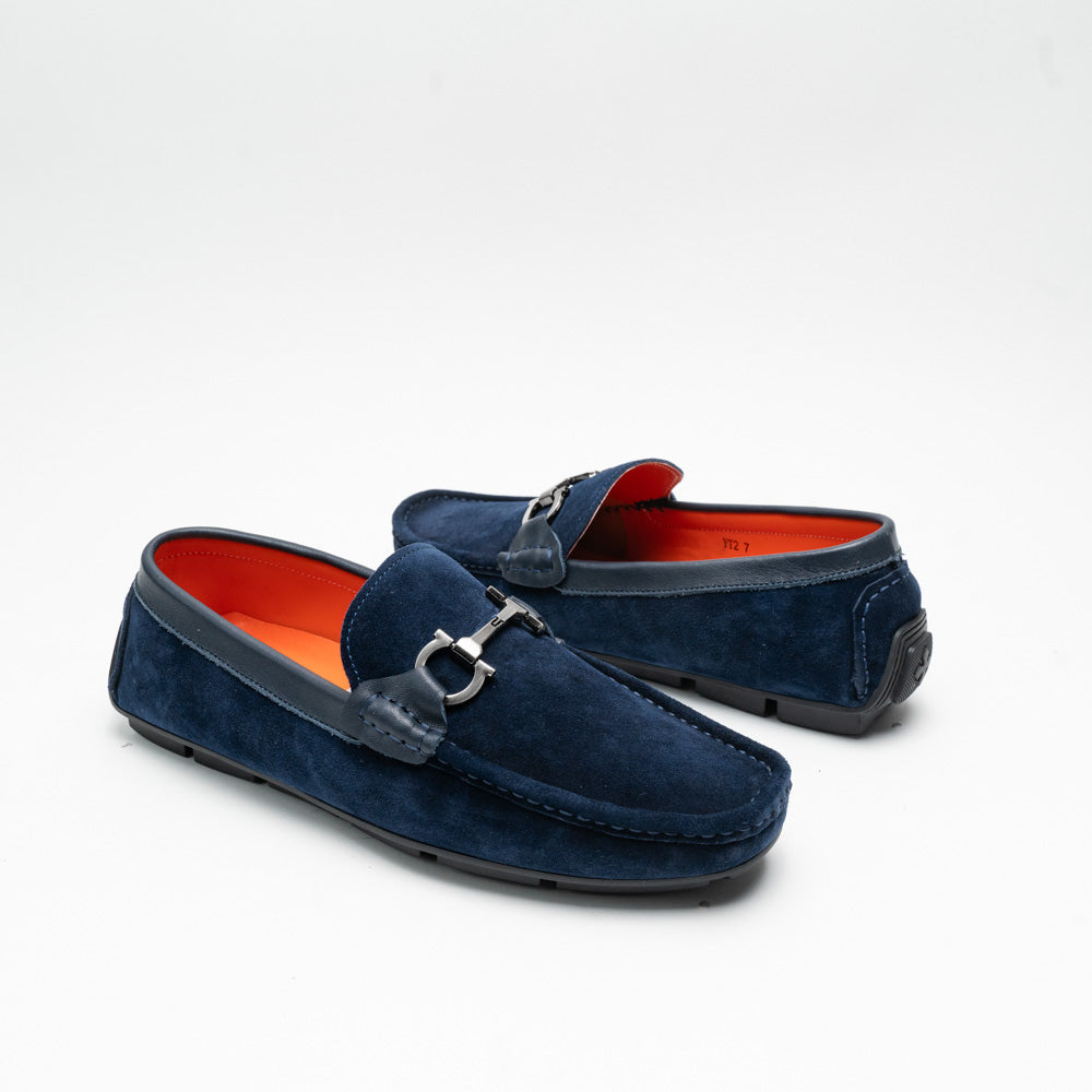 Le Manne Yt2 Mens Leather Shoes Navy