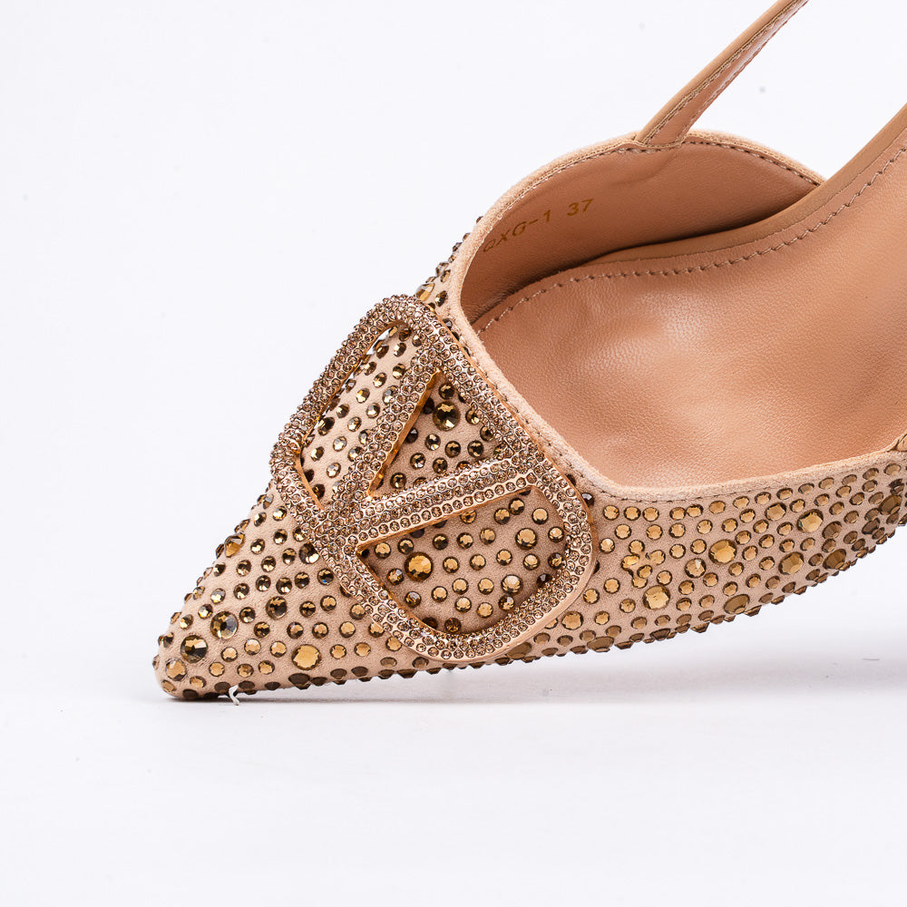 La Her Qxg-01 Ladies Evening Shoe Gold